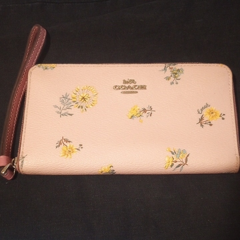 Coach Light Pink Floral Wristlet